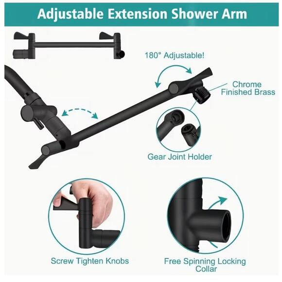 8" Shower Head, High Pressure Rainfall/Handheld Shower Combo - 13'' Extension - Picture 6 of 6